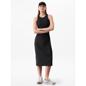 Athleta Seasoft Ribbed Midi Tank Dress Womens Medium Black Sleeveless Athleisure